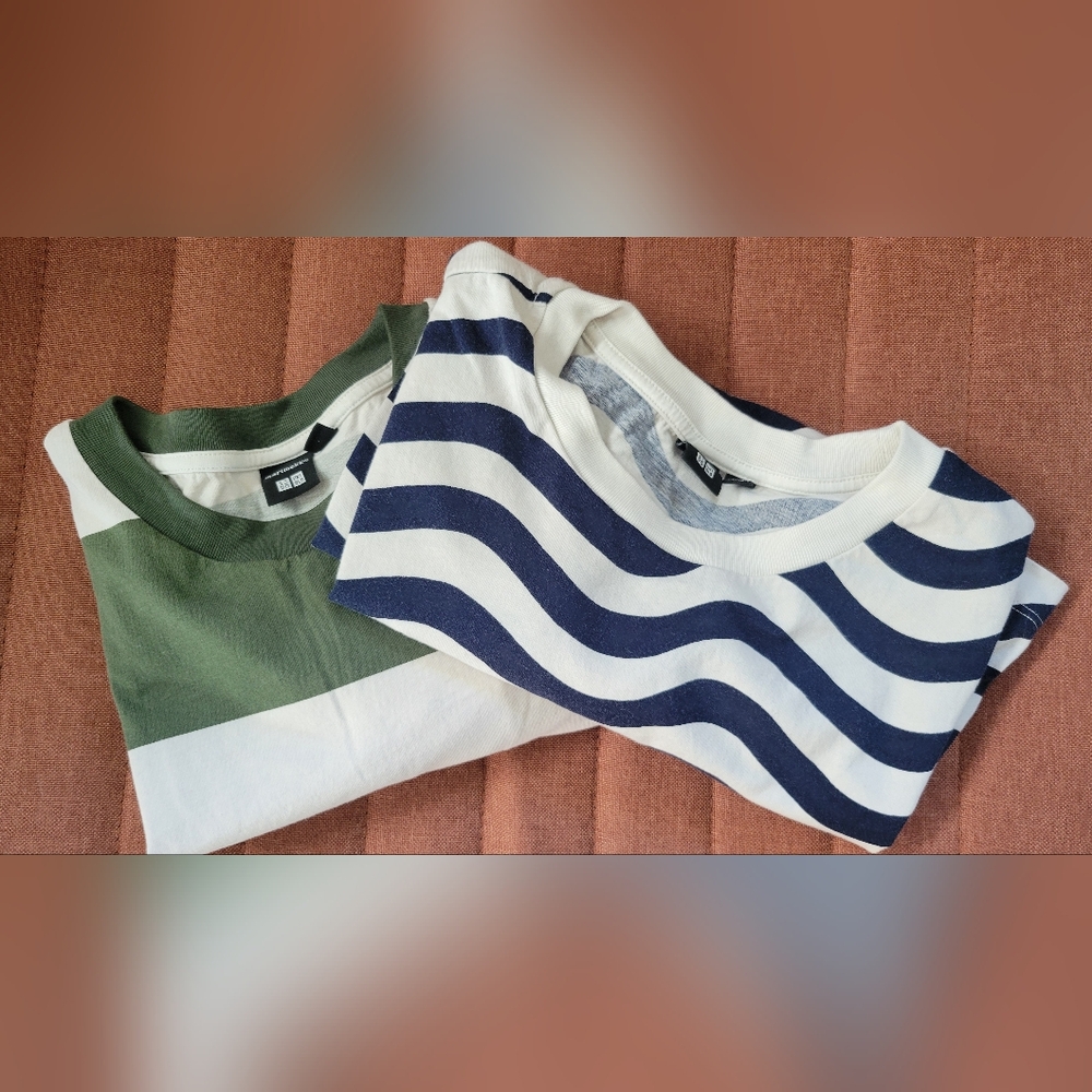 Marimekko For UNIQLO - Striped Tees (2) - Size L